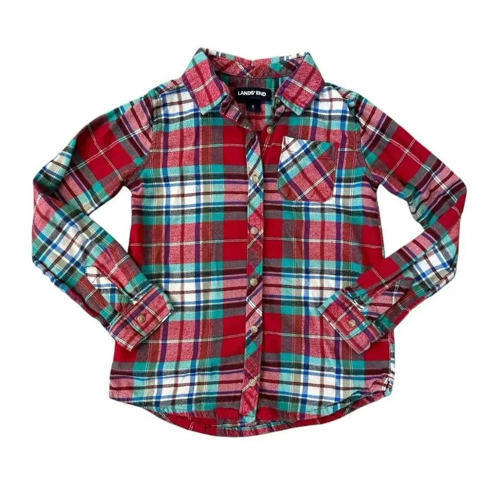 GREEN DAY 90s Punk Rock Retro Vintage Upcycled Plaid Flannel Kids Shirt Sz 7/8 S - Picture 5 of 11